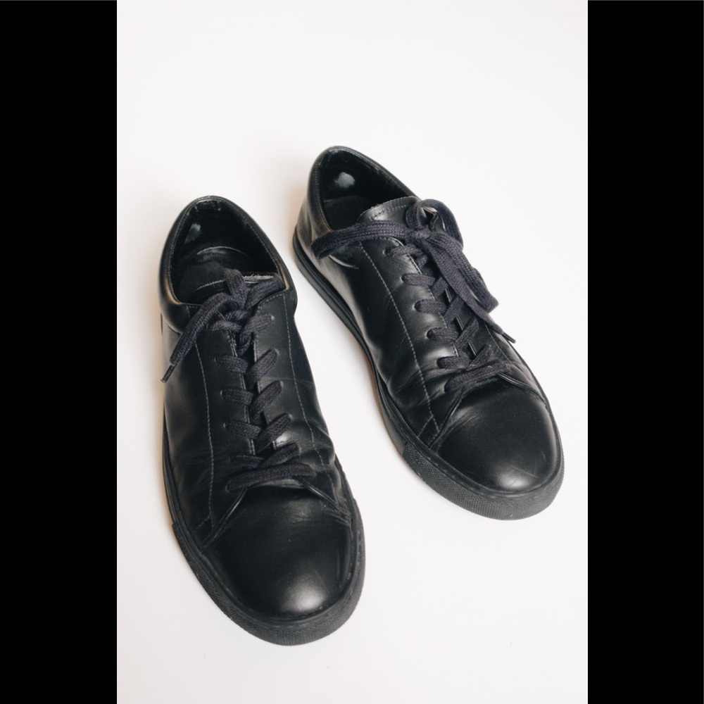 Sandro Navy Leather Sneakers